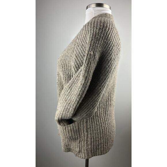 I.B. Diffusion Chunky Knit Ribbed Cardigan Sweater Marled Beige Brown Medium - Picture 10 of 16